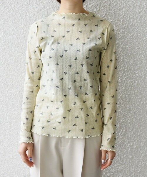 SHIPS / シップス カットソー | 《予約》SHIPS any:〈洗濯機可能〉フラワー プリント ボトルネック ロングスリーブ TEE | 詳細14