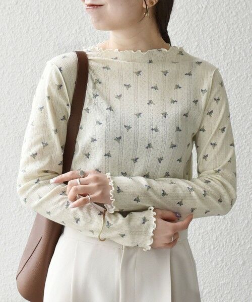 SHIPS / シップス カットソー | 《予約》SHIPS any:〈洗濯機可能〉フラワー プリント ボトルネック ロングスリーブ TEE | 詳細3