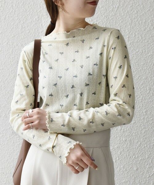 SHIPS / シップス カットソー | 《予約》SHIPS any:〈洗濯機可能〉フラワー プリント ボトルネック ロングスリーブ TEE | 詳細8