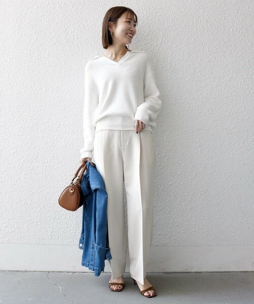 SHIPS / シップス その他パンツ | 《予約》SHIPS any:〈洗濯機可能〉ダブルクロス タック ストレート パンツ［NAVY BLUE］ | 詳細1