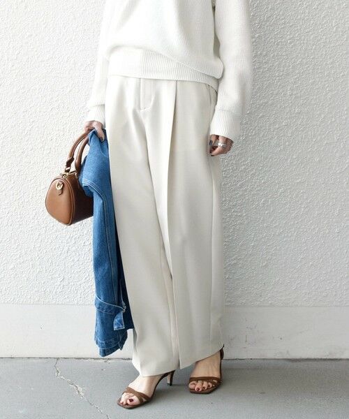 SHIPS / シップス その他パンツ | 《予約》SHIPS any:〈洗濯機可能〉ダブルクロス タック ストレート パンツ［NAVY BLUE］ | 詳細4