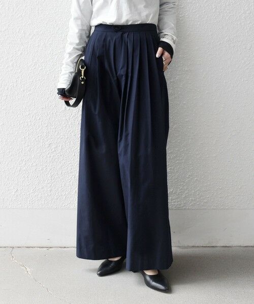 SHIPS / シップス その他パンツ | 《予約》SHIPS any:〈洗濯機可能〉タイプライター タック ワイド イージー パンツ（ネイビー）