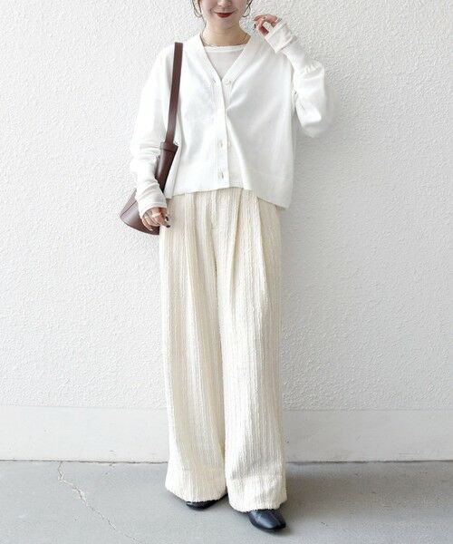 SHIPS / シップス その他パンツ | 《予約》SHIPS any:〈洗濯機可能〉ウェーブ ジャカード タック ワイド パンツ | 詳細1