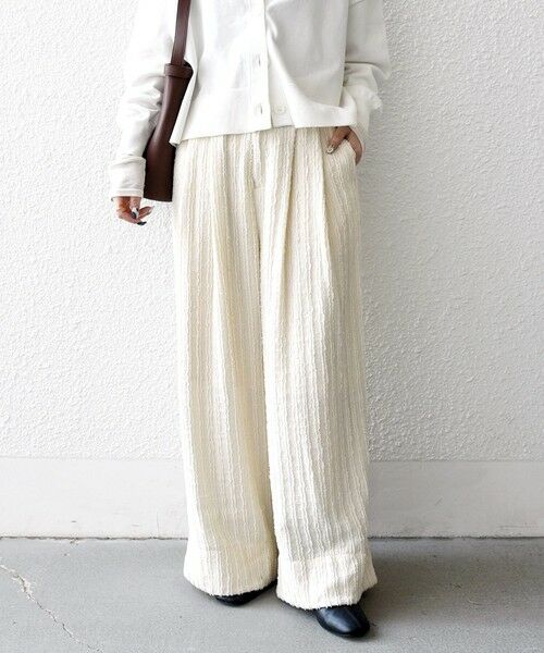 SHIPS / シップス その他パンツ | 《予約》SHIPS any:〈洗濯機可能〉ウェーブ ジャカード タック ワイド パンツ | 詳細3