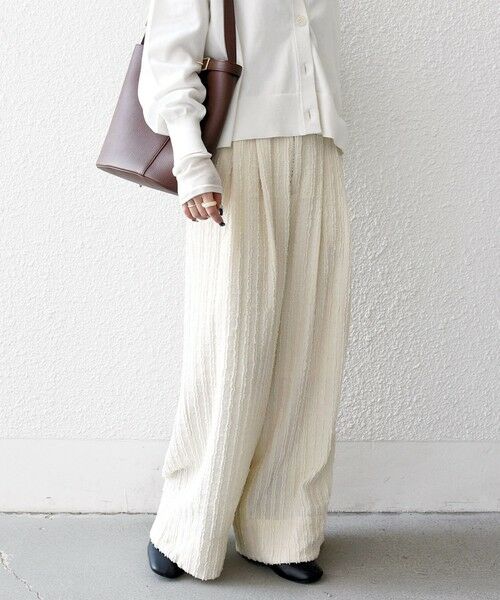 SHIPS / シップス その他パンツ | 《予約》SHIPS any:〈洗濯機可能〉ウェーブ ジャカード タック ワイド パンツ | 詳細4