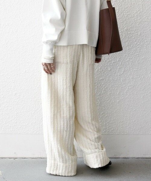 SHIPS / シップス その他パンツ | 《予約》SHIPS any:〈洗濯機可能〉ウェーブ ジャカード タック ワイド パンツ | 詳細5