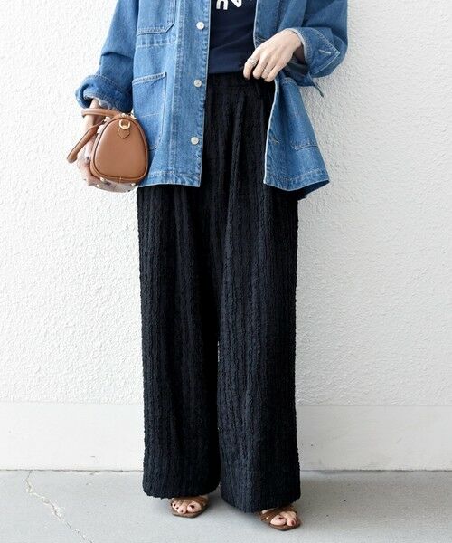 SHIPS / シップス その他パンツ | 《予約》SHIPS any:〈洗濯機可能〉ウェーブ ジャカード タック ワイド パンツ | 詳細20