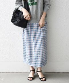 SHIPS / シップス ロング・マキシ丈スカート | 《予約》SHIPS any:〈洗濯機可能〉ギンガムチェック サッカー タイト スカート