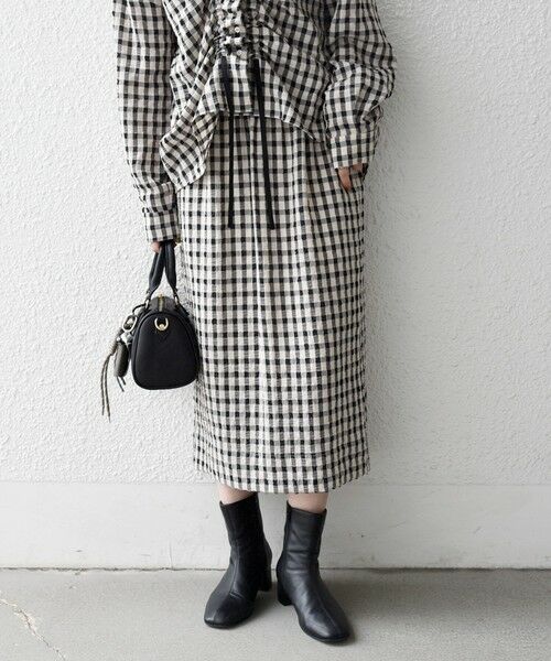 SHIPS / シップス ロング・マキシ丈スカート | 《予約》SHIPS any:〈洗濯機可能〉ギンガムチェック サッカー タイト スカート | 詳細3