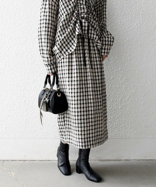 SHIPS / シップス ロング・マキシ丈スカート | 《予約》SHIPS any:〈洗濯機可能〉ギンガムチェック サッカー タイト スカート | 詳細4