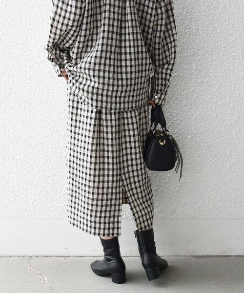 SHIPS / シップス ロング・マキシ丈スカート | 《予約》SHIPS any:〈洗濯機可能〉ギンガムチェック サッカー タイト スカート | 詳細5