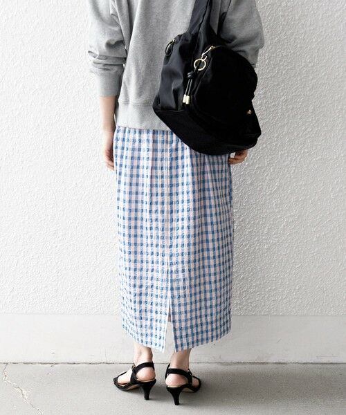 SHIPS / シップス ロング・マキシ丈スカート | 《予約》SHIPS any:〈洗濯機可能〉ギンガムチェック サッカー タイト スカート | 詳細19