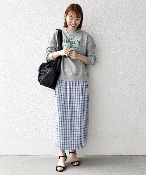 SHIPS / シップス ロング・マキシ丈スカート | 《予約》SHIPS any:〈洗濯機可能〉ギンガムチェック サッカー タイト スカート | 詳細14