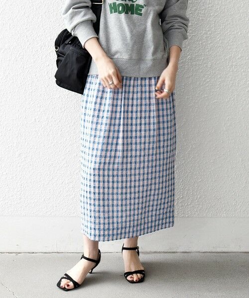 SHIPS / シップス ロング・マキシ丈スカート | 《予約》SHIPS any:〈洗濯機可能〉ギンガムチェック サッカー タイト スカート | 詳細16