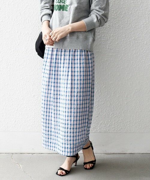 SHIPS / シップス ロング・マキシ丈スカート | 《予約》SHIPS any:〈洗濯機可能〉ギンガムチェック サッカー タイト スカート | 詳細17