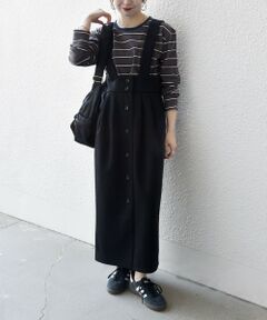 SHIPS / シップス ロング・マキシ丈スカート | 《予約》SHIPS any:〈洗濯機可能〉ジャージー サスペンダー ハイウエスト Iライン スカート
