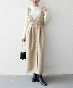 SHIPS / シップス ロング・マキシ丈スカート | 《予約》SHIPS any:〈洗濯機可能〉ジャージー サスペンダー ハイウエスト Iライン スカート
