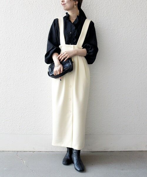 SHIPS / シップス ロング・マキシ丈スカート | 《予約》SHIPS any:〈洗濯機可能〉ジャージー サスペンダー ハイウエスト Iライン スカート | 詳細2