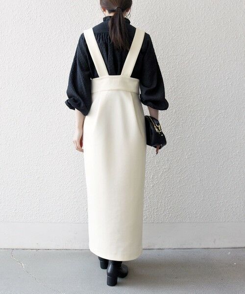 SHIPS / シップス ロング・マキシ丈スカート | 《予約》SHIPS any:〈洗濯機可能〉ジャージー サスペンダー ハイウエスト Iライン スカート | 詳細4