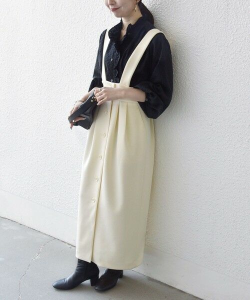 SHIPS / シップス ロング・マキシ丈スカート | 《予約》SHIPS any:〈洗濯機可能〉ジャージー サスペンダー ハイウエスト Iライン スカート | 詳細7