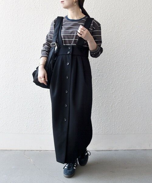 SHIPS / シップス ロング・マキシ丈スカート | 《予約》SHIPS any:〈洗濯機可能〉ジャージー サスペンダー ハイウエスト Iライン スカート | 詳細14