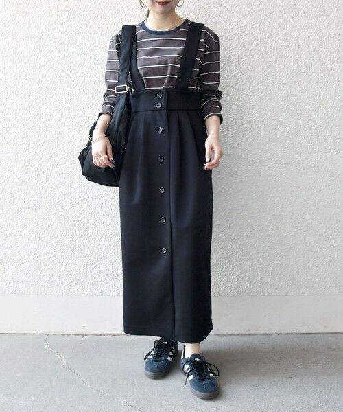 SHIPS / シップス ロング・マキシ丈スカート | 《予約》SHIPS any:〈洗濯機可能〉ジャージー サスペンダー ハイウエスト Iライン スカート | 詳細15