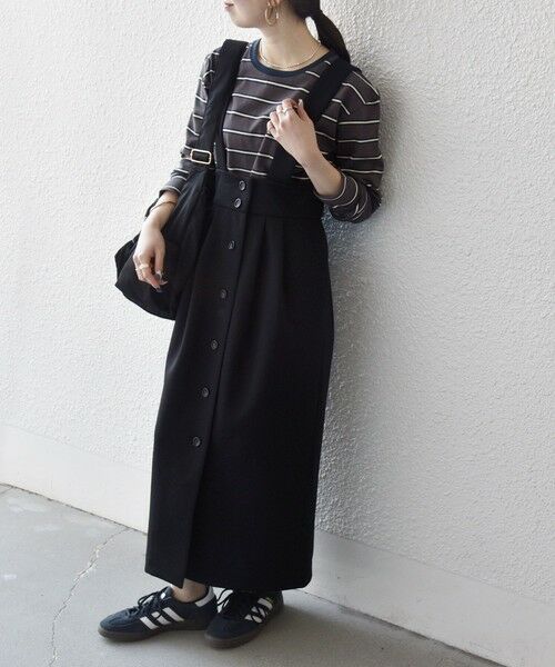 SHIPS / シップス ロング・マキシ丈スカート | 《予約》SHIPS any:〈洗濯機可能〉ジャージー サスペンダー ハイウエスト Iライン スカート | 詳細16