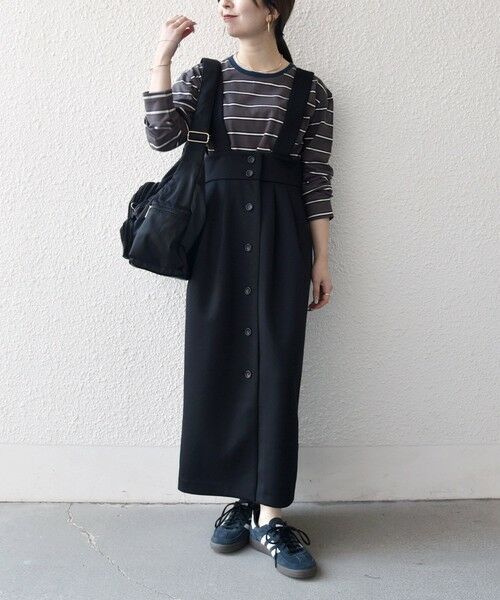 SHIPS / シップス ロング・マキシ丈スカート | 《予約》SHIPS any:〈洗濯機可能〉ジャージー サスペンダー ハイウエスト Iライン スカート | 詳細11