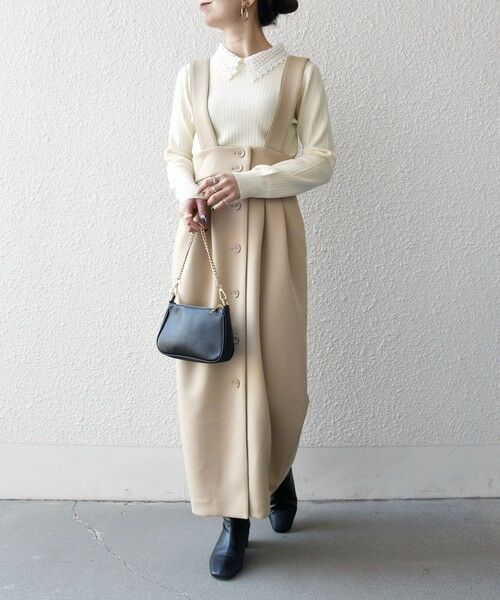 SHIPS / シップス ロング・マキシ丈スカート | 《予約》SHIPS any:〈洗濯機可能〉ジャージー サスペンダー ハイウエスト Iライン スカート | 詳細20