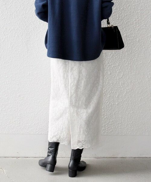 SHIPS / シップス ロング・マキシ丈スカート | 《予約》SHIPS any:〈手洗い可能〉フラワー メッシュ レース タック セミフレア スカート | 詳細6
