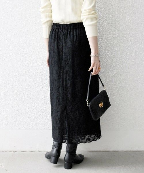 SHIPS / シップス ロング・マキシ丈スカート | 《予約》SHIPS any:〈手洗い可能〉フラワー メッシュ レース タック セミフレア スカート | 詳細15