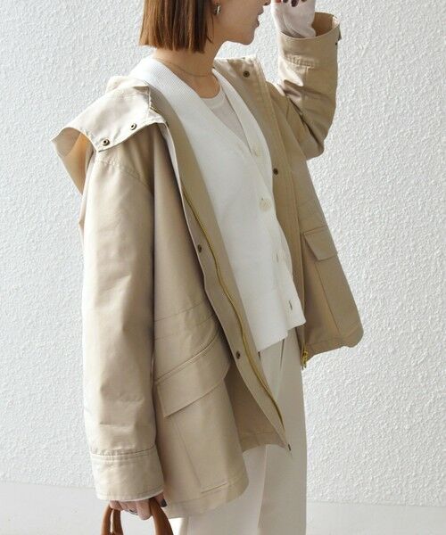 SHIPS / シップス その他アウター | 《予約》SHIPS any:〈手洗い可能〉シャンブレー オーバー フーディー コート | 詳細5