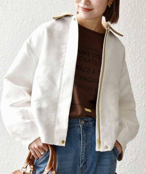 SHIPS / シップス ブルゾン | 《予約》SHIPS any:〈手洗い可能〉フラワー ジャカード ジップ ブルゾン（オフホワイト）