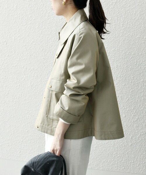 SHIPS / シップス その他アウター | 《予約》SHIPS any:〈手洗い可能〉シャンブレー Aライン フレア ショート コート | 詳細18