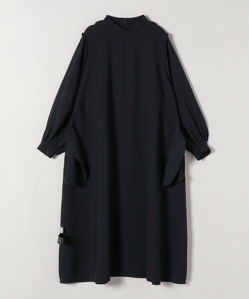 SHIPS / シップス ロング・マキシ丈ワンピース | 《予約》SHIPS any:〈洗濯機可能〉ダブルクロス フリル パフ スリーブ ワンピース［NAVY BLUE］ | 詳細23