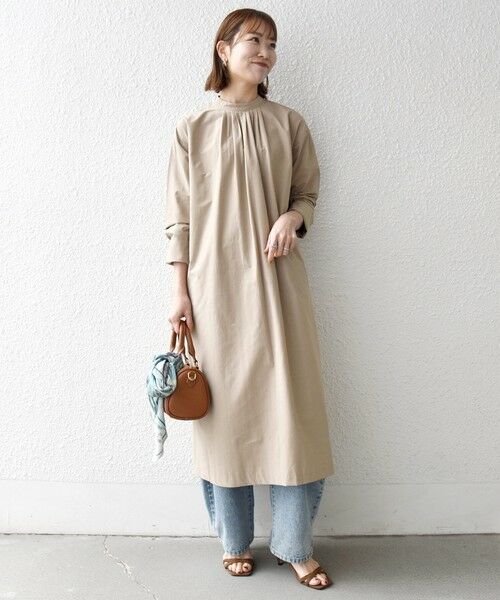 SHIPS / シップス ロング・マキシ丈ワンピース | 《予約》SHIPS any:〈洗濯機可能〉タイプライター ボウタイ リボン シャツ ワンピース | 詳細1