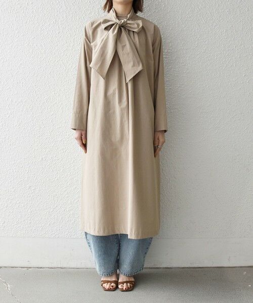 SHIPS / シップス ロング・マキシ丈ワンピース | 《予約》SHIPS any:〈洗濯機可能〉タイプライター ボウタイ リボン シャツ ワンピース | 詳細24