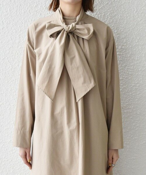 SHIPS / シップス ロング・マキシ丈ワンピース | 《予約》SHIPS any:〈洗濯機可能〉タイプライター ボウタイ リボン シャツ ワンピース | 詳細25