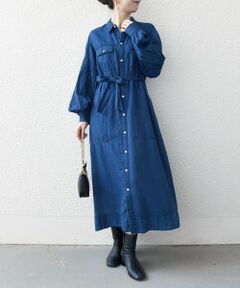 SHIPS / シップス ミニ丈・ひざ丈ワンピース | 《予約》SHIPS any:〈手洗い可能〉シアー デニム ポケット ロング シャツ ワンピース