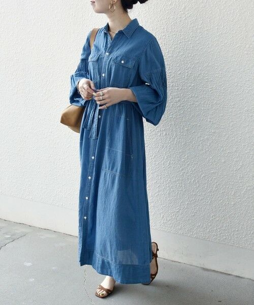 SHIPS / シップス ミニ丈・ひざ丈ワンピース | 《予約》SHIPS any:〈手洗い可能〉シアー デニム ポケット ロング シャツ ワンピース | 詳細11