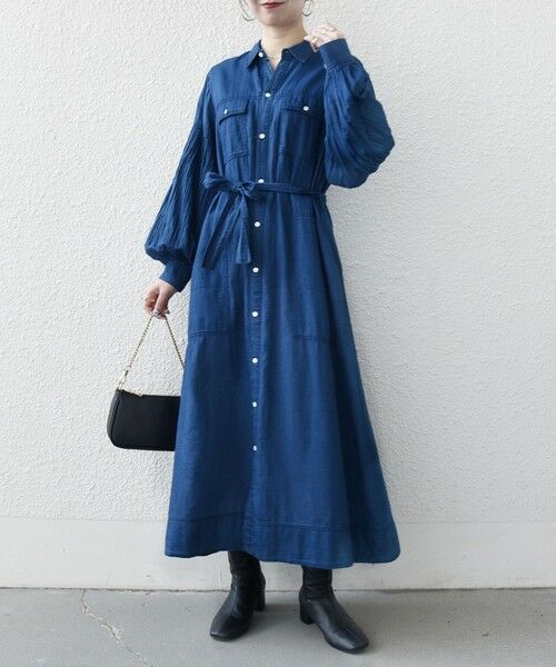 SHIPS / シップス ミニ丈・ひざ丈ワンピース | 《予約》SHIPS any:〈手洗い可能〉シアー デニム ポケット ロング シャツ ワンピース | 詳細22