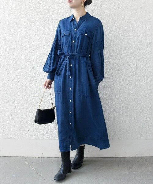 SHIPS / シップス ミニ丈・ひざ丈ワンピース | 《予約》SHIPS any:〈手洗い可能〉シアー デニム ポケット ロング シャツ ワンピース | 詳細23