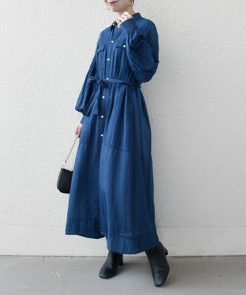 SHIPS / シップス ミニ丈・ひざ丈ワンピース | 《予約》SHIPS any:〈手洗い可能〉シアー デニム ポケット ロング シャツ ワンピース | 詳細24