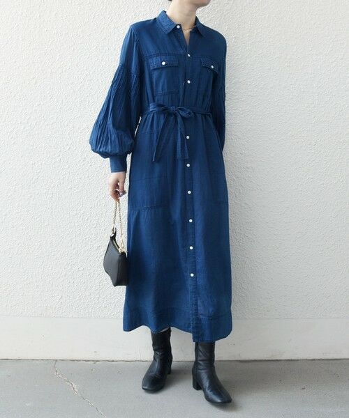 SHIPS / シップス ミニ丈・ひざ丈ワンピース | 《予約》SHIPS any:〈手洗い可能〉シアー デニム ポケット ロング シャツ ワンピース | 詳細27