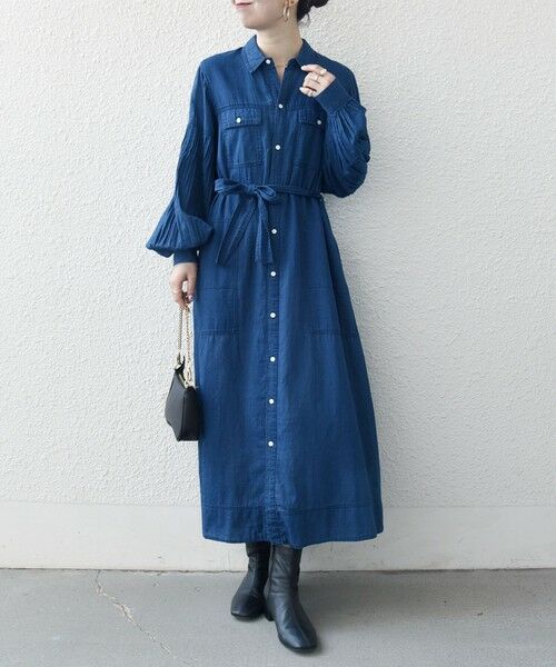 SHIPS / シップス ミニ丈・ひざ丈ワンピース | 《予約》SHIPS any:〈手洗い可能〉シアー デニム ポケット ロング シャツ ワンピース | 詳細28