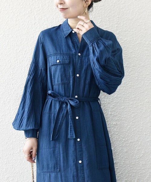 SHIPS / シップス ミニ丈・ひざ丈ワンピース | 《予約》SHIPS any:〈手洗い可能〉シアー デニム ポケット ロング シャツ ワンピース | 詳細29