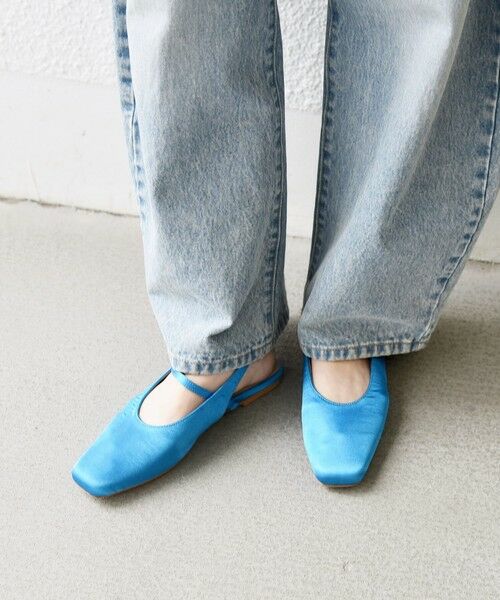 SHIPS / シップス パンプス | 《予約》【SHIPS any別注】eblouna: スクエア スリングバック パンプス（ブルー）