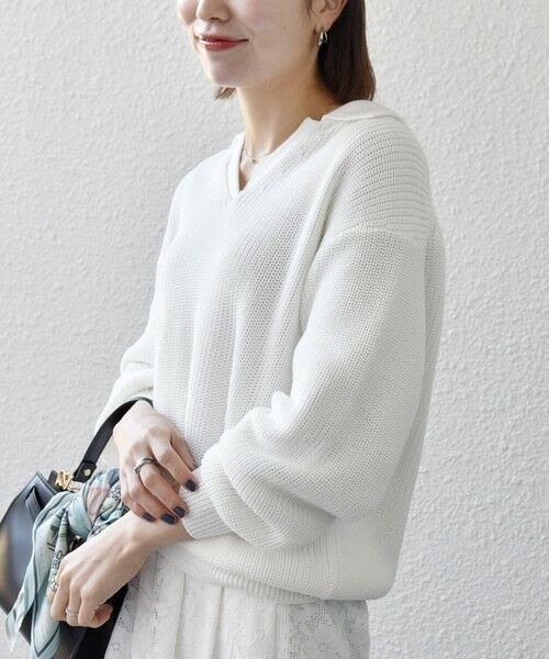 SHIPS / シップス ニット・セーター | SHIPS any:〈手洗い可能〉コットン ミックス スキッパー ポロ ニット プルオーバー | 詳細12