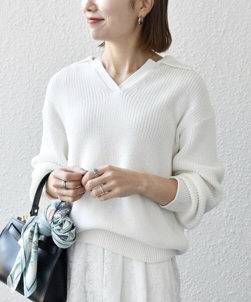 SHIPS / シップス ニット・セーター | 《予約》SHIPS any:〈手洗い可能〉 片畦編み ポロカラー スキッパー ニット プルオーバー | 詳細3