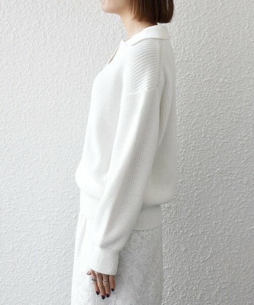 SHIPS / シップス ニット・セーター | 《予約》SHIPS any:〈手洗い可能〉 片畦編み ポロカラー スキッパー ニット プルオーバー | 詳細11